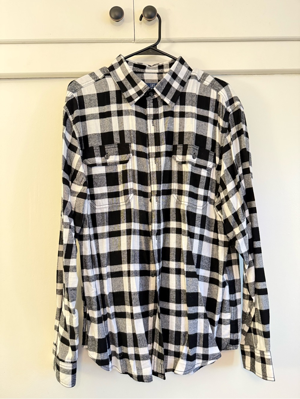 George Black and White Plaid Button-Up Shirt